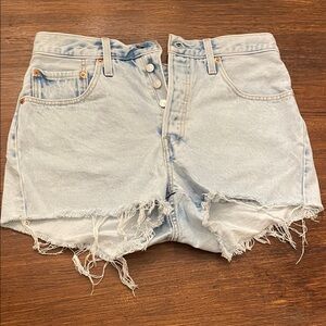 Levi's Light Blue Distressed button Fly Cutoff Jean Shorts size 30